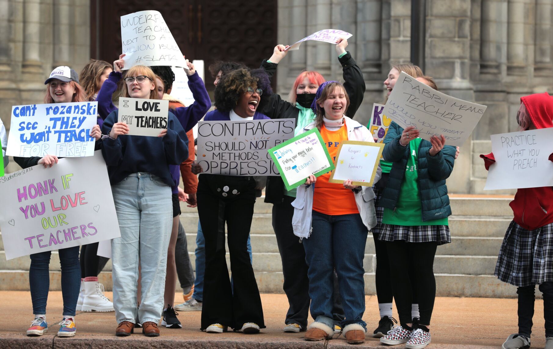 Catholic students rally to support teachers